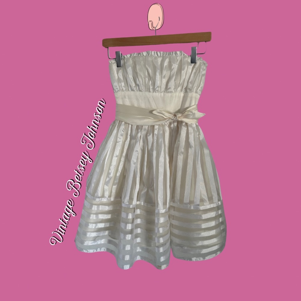 Betsey Johnson Silver Strapless A-line Dress